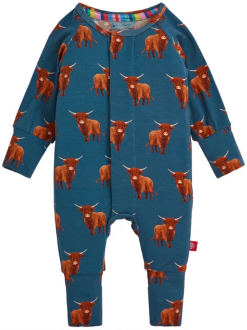 Magnetic Me Word To Your Herd Highland Cow Print Convertible Coverall 12-18 MO